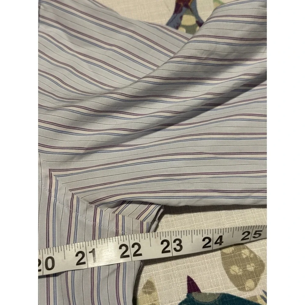 Banana Republic Mens Fitted Striped Button Down Shirt Blue Purple Large L SU07